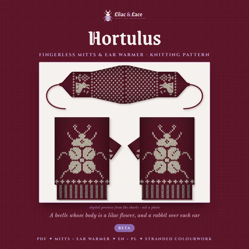 Hortulus: digital preview of the mitts and the ear warmer (not a photo)