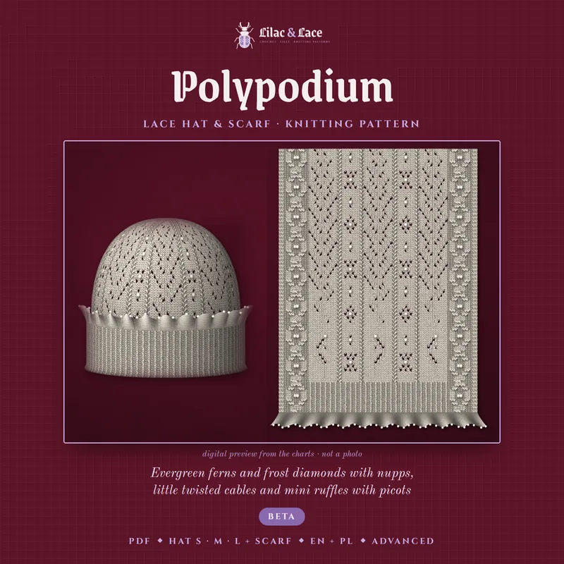Polypodium: digital preview of the hat and the scarf (not a photo)