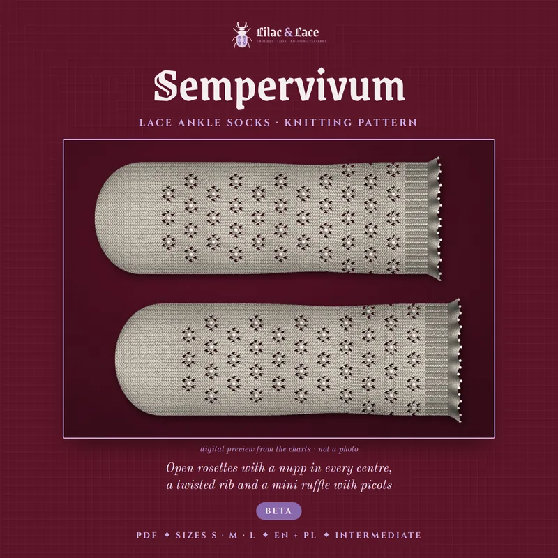 Sempervivum: digital preview of the finished socks (not a photo)